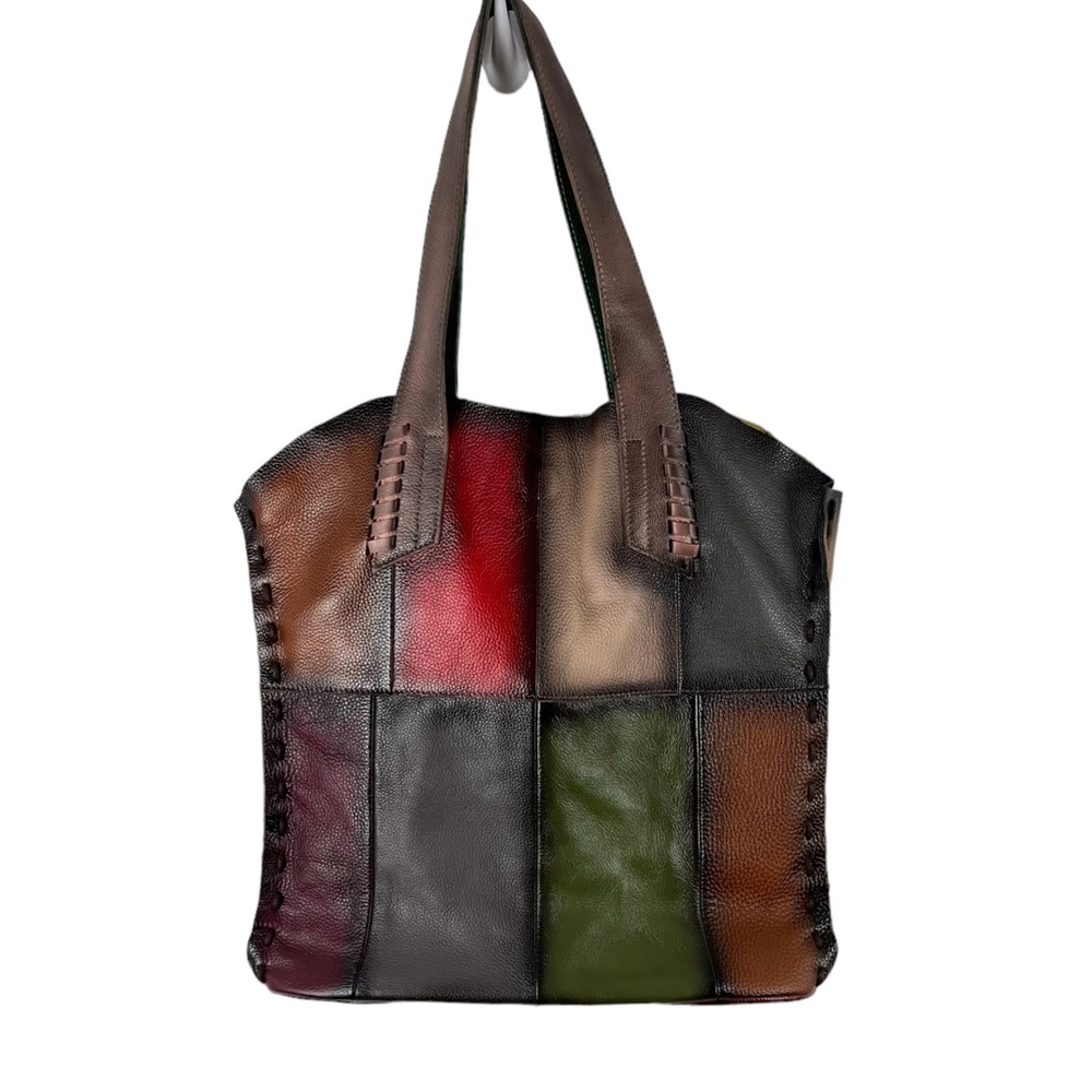 Colorblocked Patchwork Colorful Leather Handbag